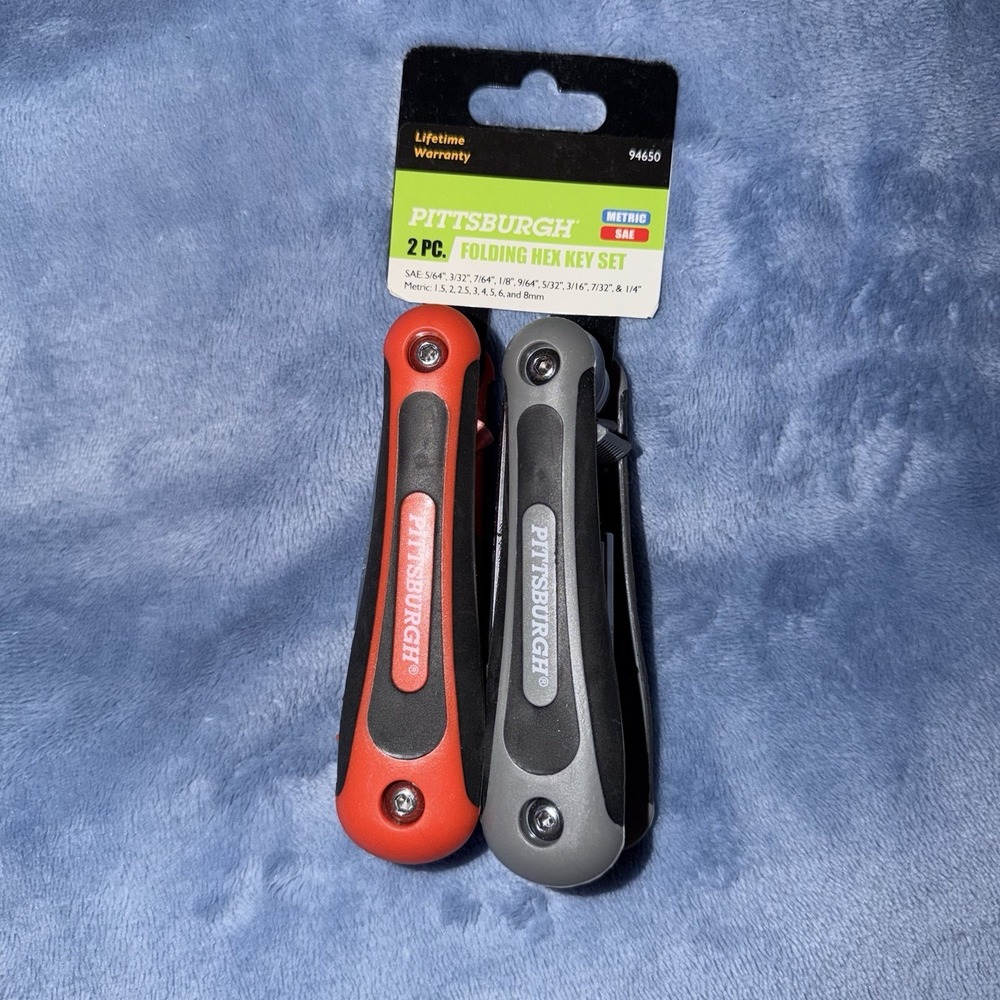 Set of 2 Pittsburgh Folding Allen Wrench Sets SAE & Metric MM‎ Gray